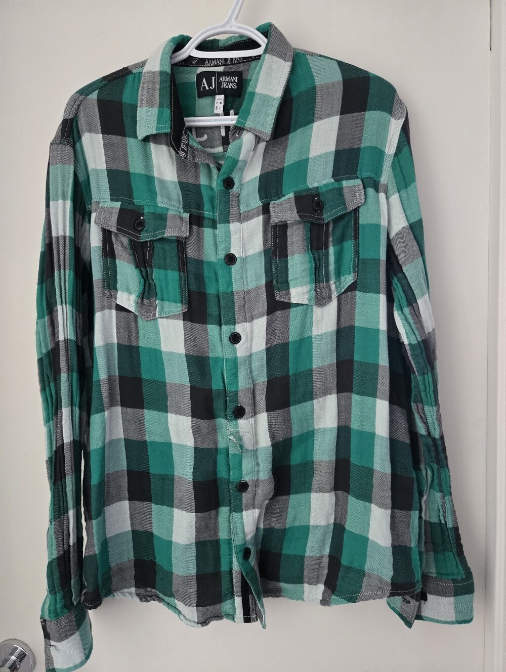 Mens Armani Jeans Button-Up Long Sleeved Shirt - XL